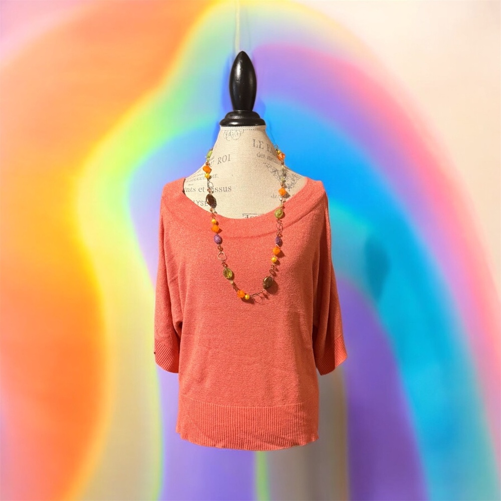 Joseph A Shimmering Coral Batwing Top
